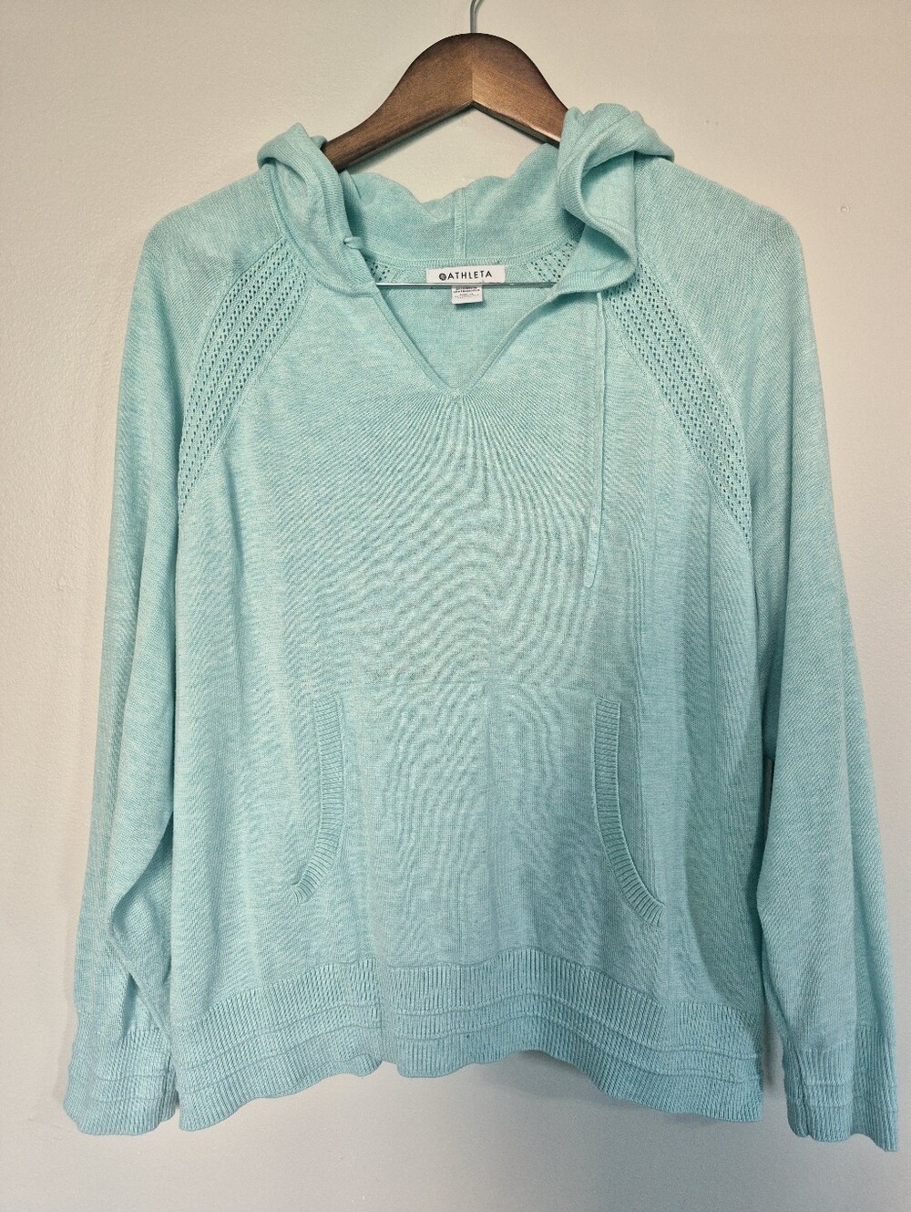 Athleta Mint Green Lyocell Blend Hooded Sweater 1XL